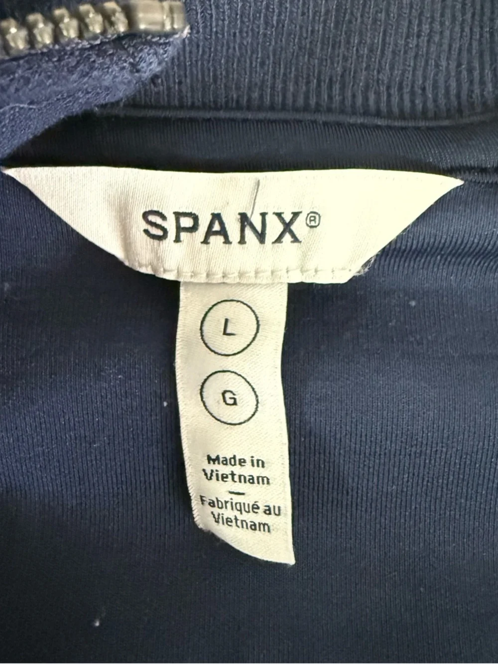 SPANX AirEssentials Sweatsuit Large Navy Full Zip Jacket Flare Pants Set